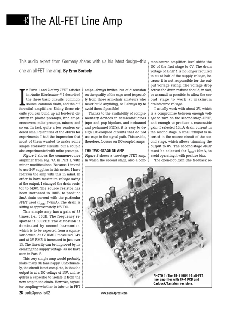An AllFET Line Amplifier Design Using Complementary Circuit Topology for Improved DC Stability