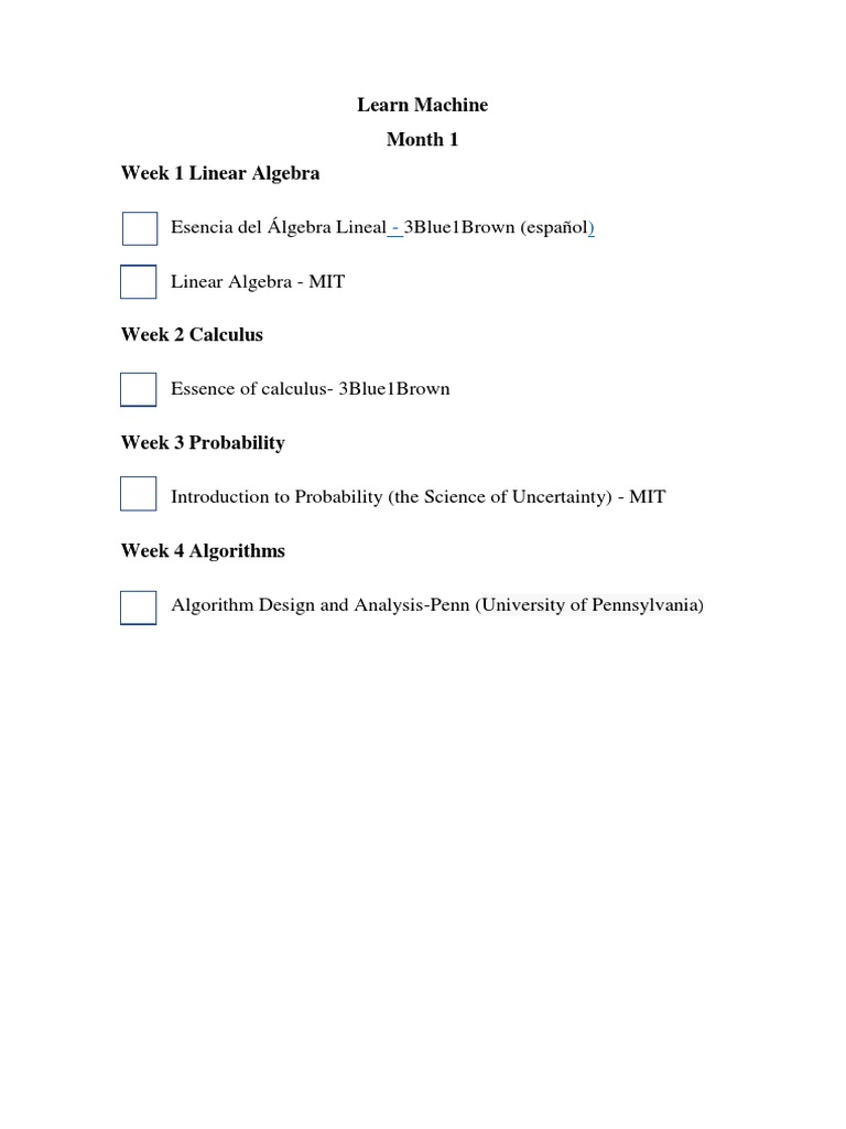 Machine Learning Study Plan | PDF