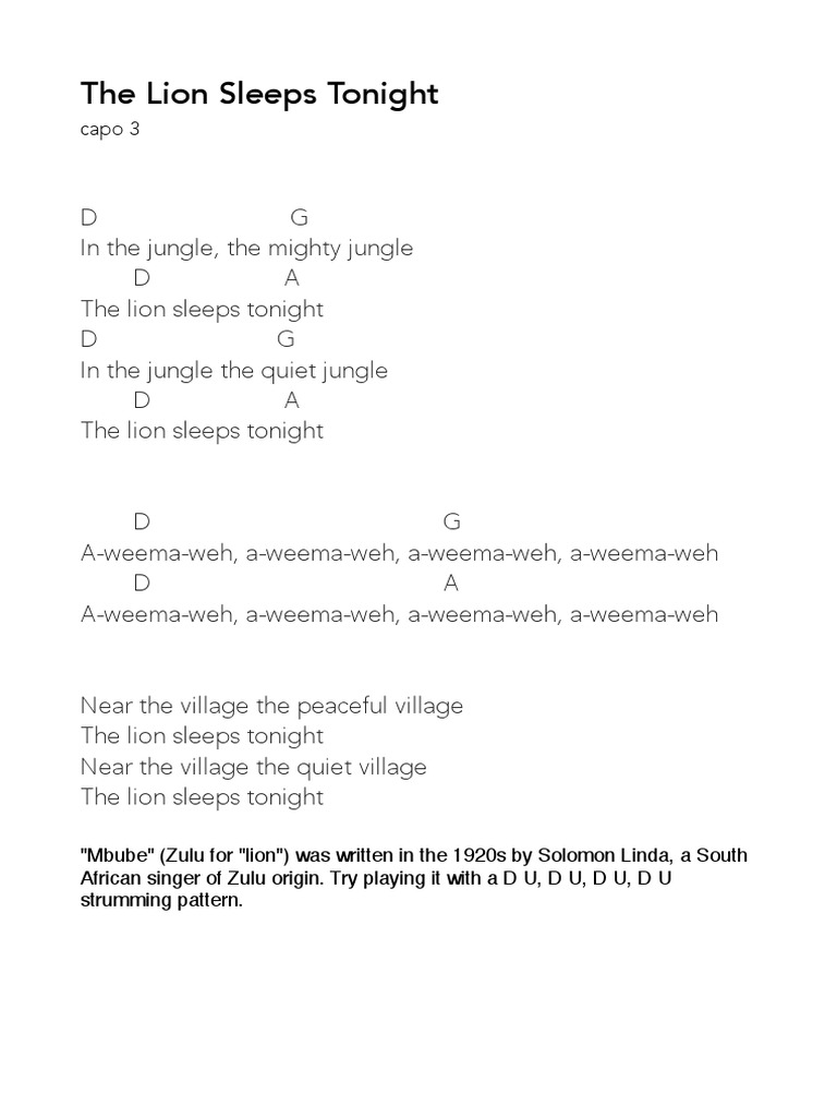 The Lion Sleeps Tonight | PDF