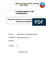 Ingenieria Metalurgica Y de Materiales: Universidad Nacional Del Centro Del Perú