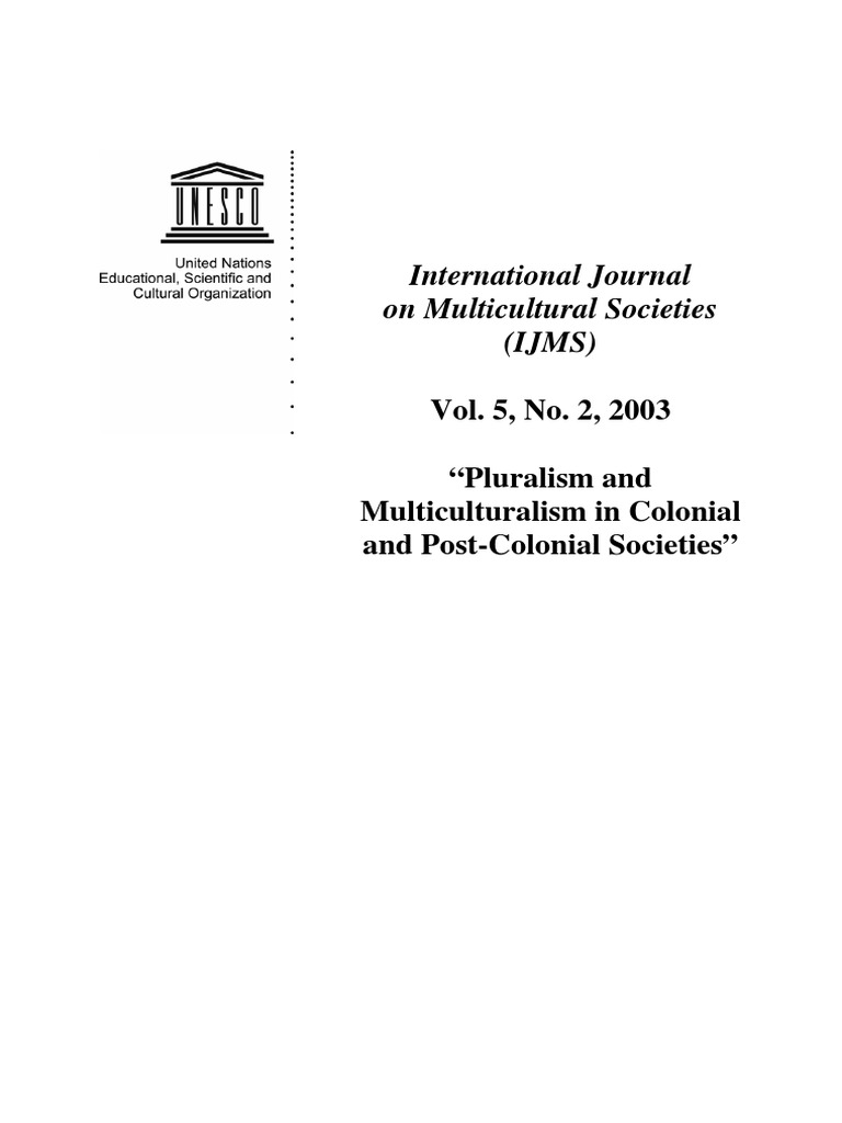 Unesco Pluralism and Multiculturalism in Colonial and Post Colonial ...