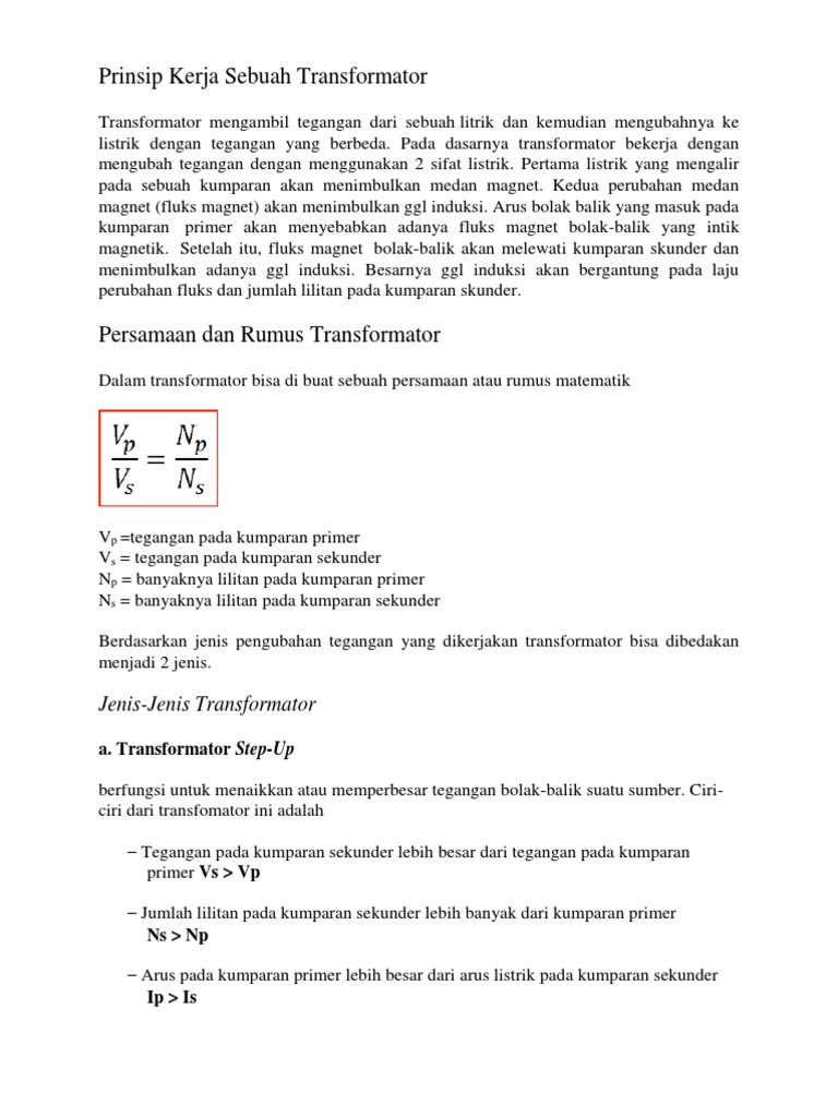 Contoh Soal Perhitungan Pada Trafo