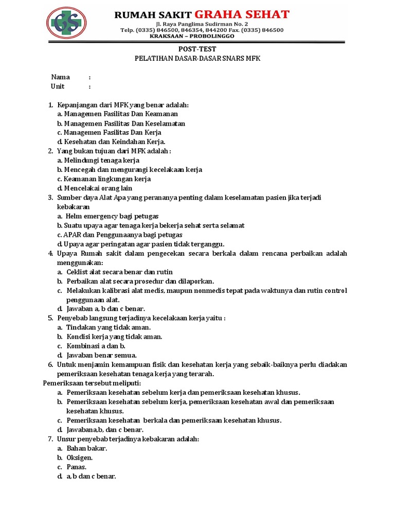 Pre Test Dan Post Test Iht Mfk