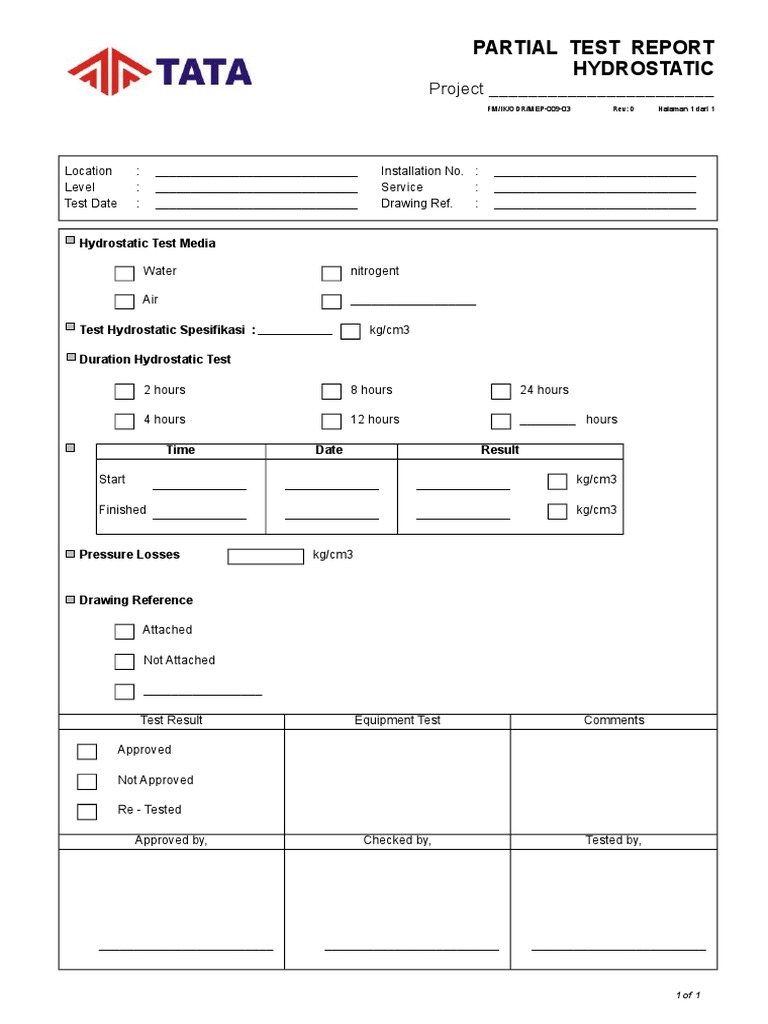 Hydrostatic Test Report Summary | PDF | Gases | Liquids
