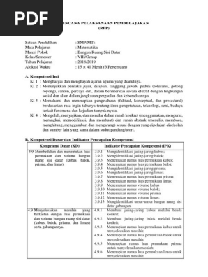 Rpp Bab 8 Bangun Ruang Sisi Datar Pdf