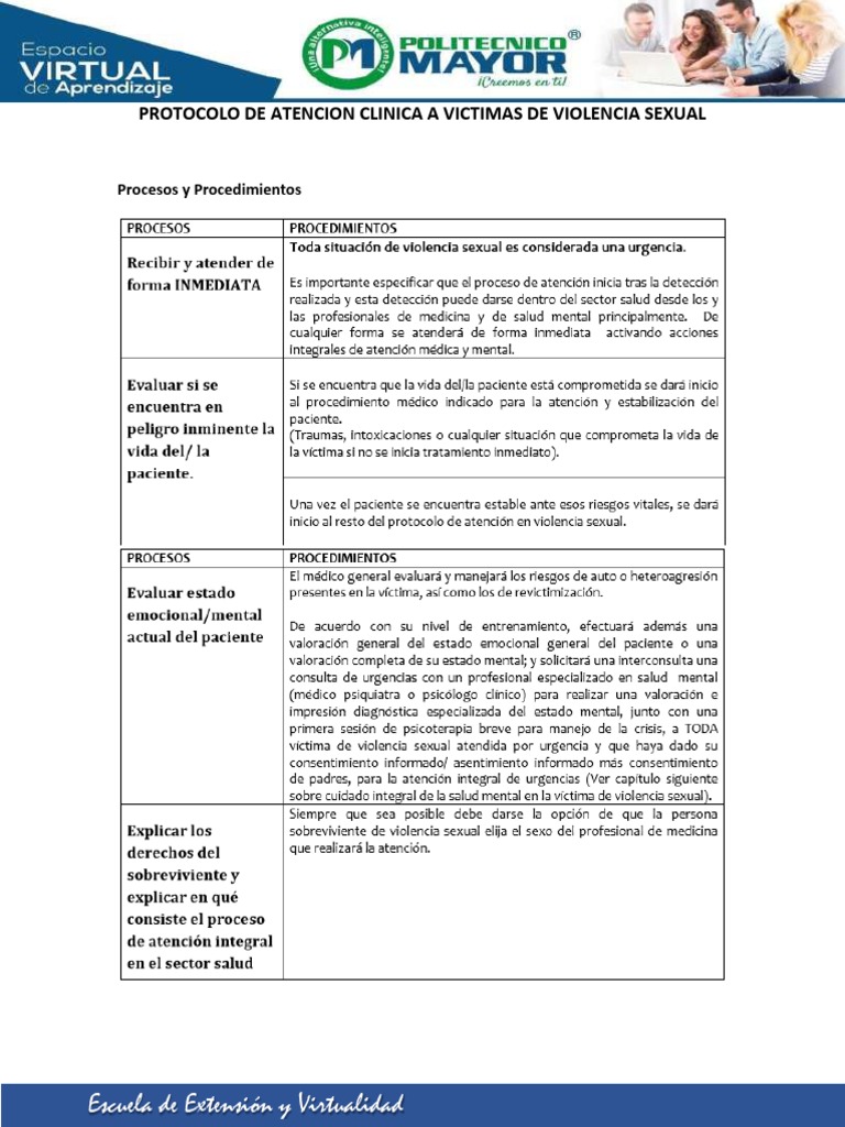 1.protocolo de Atencion Clinica A Victimas de Violencia Sexual | PDF ...