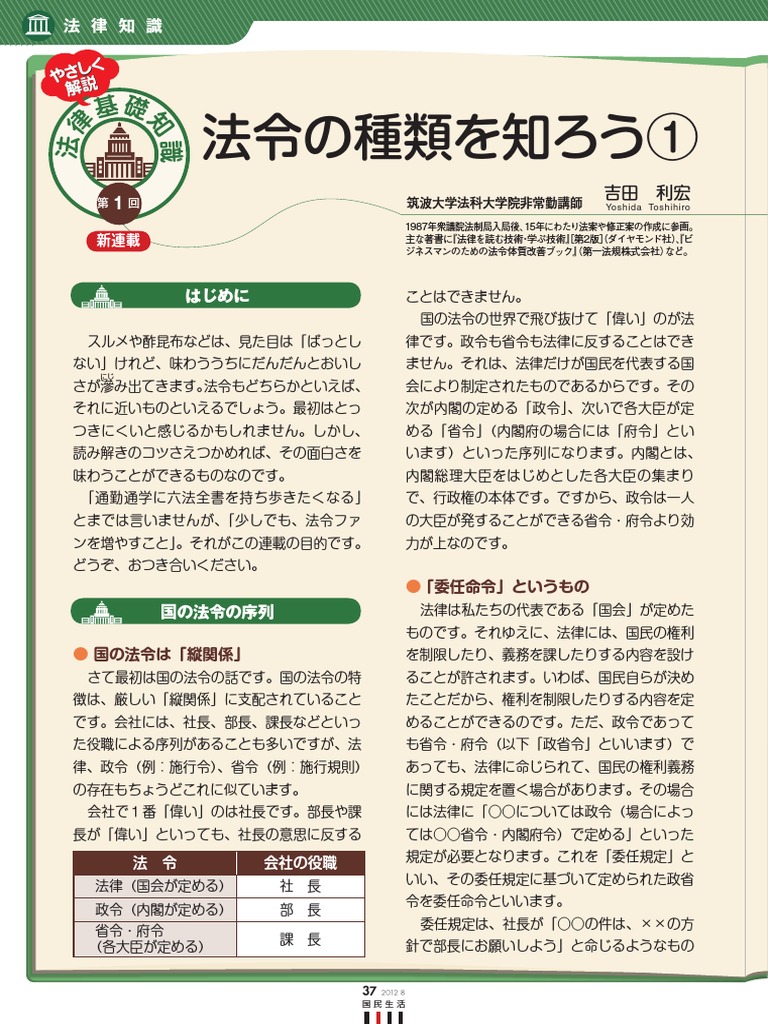 法令の種類を知ろう Pdf