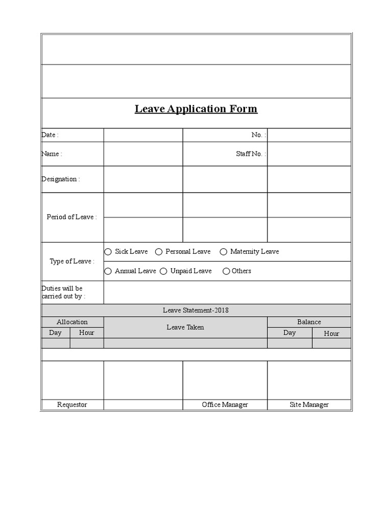 Leave Application Form | PDF