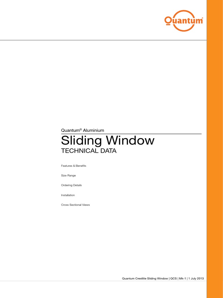 Sliding Window: Technical Data | PDF | Window | Door