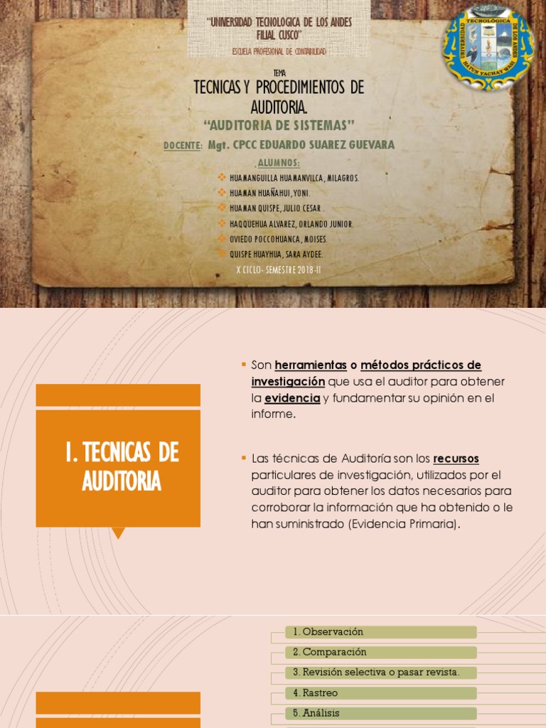 Técnicas y Procedimientos de Auditoría | PDF | Auditoría | Contralor