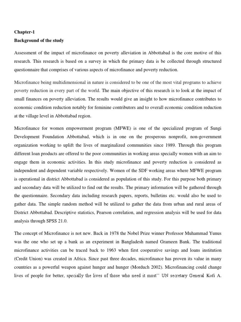 Microfinance Impact on Poverty in Abbottabad | PDF | Microfinance ...