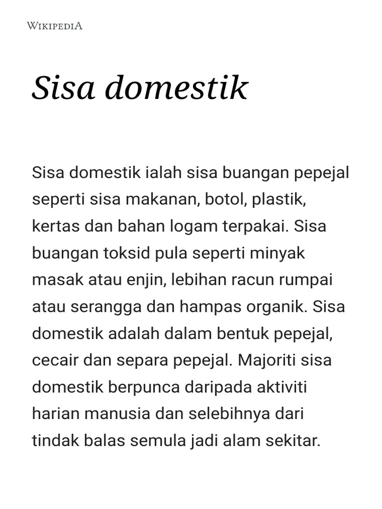 Sisa Domestik Form 1
