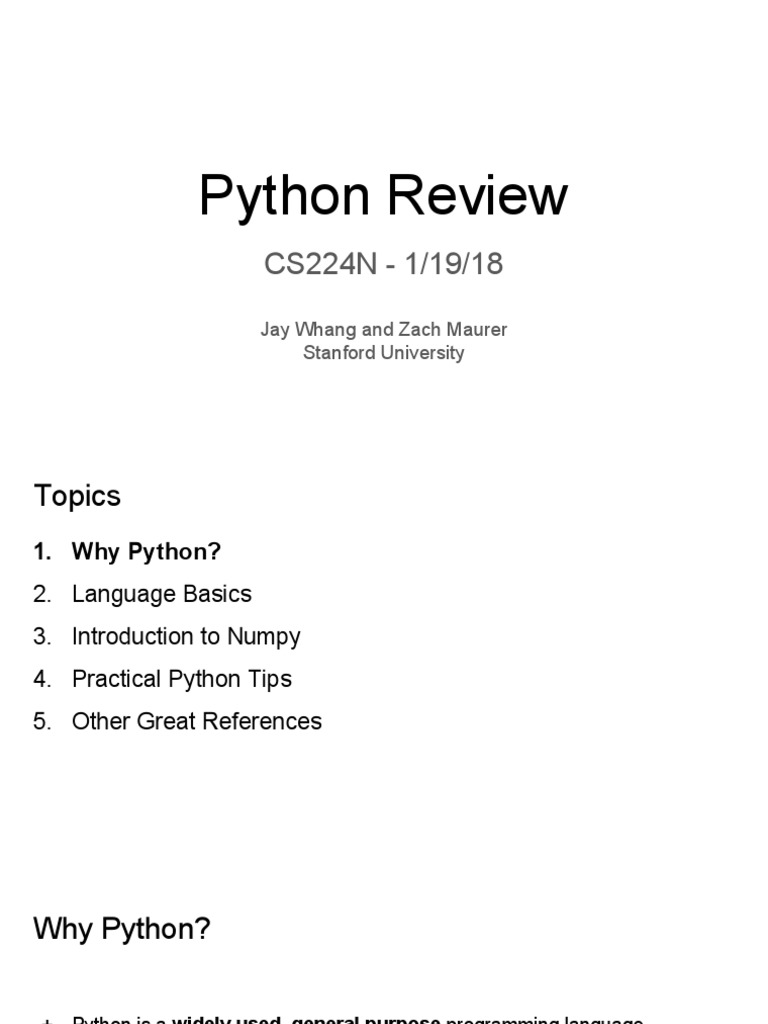 Python Review | PDF | Python (Programming Language) | Matrix (Mathematics)