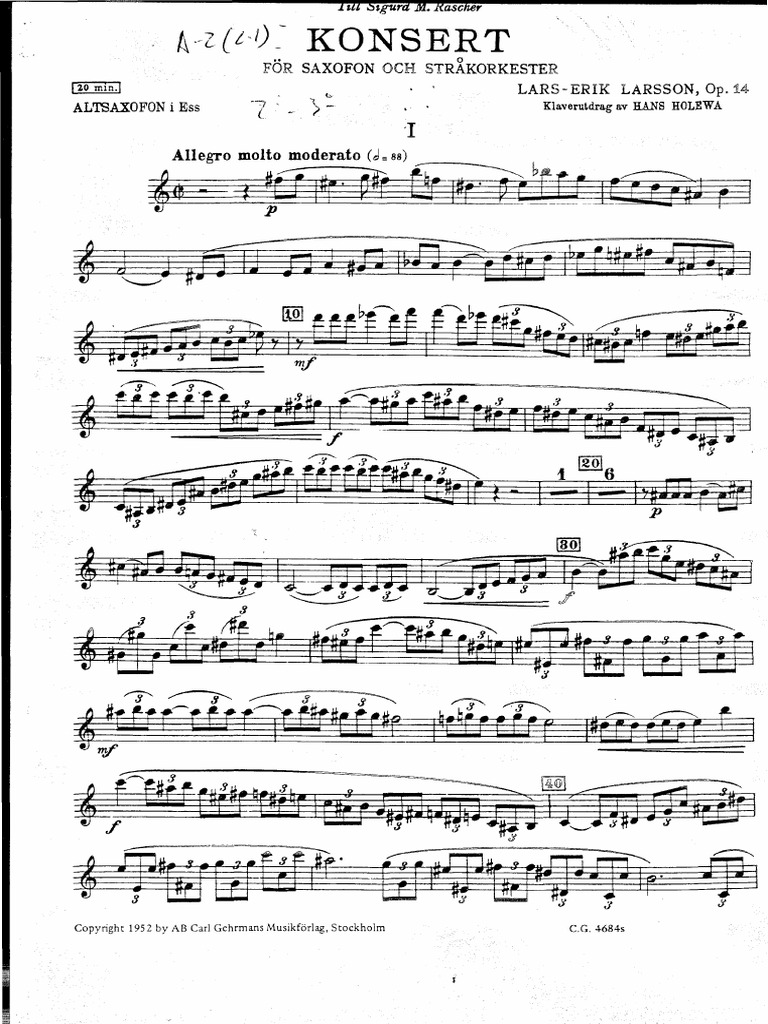 Larsson - Concierto Saxo PDF | PDF