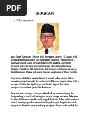 Biografi Wr Supratman Dalam Bahasa Inggris Penggambar