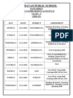 Bal Bhavan Public School: Date-Sheet Subject Enrichment Activity-Ii Class - V