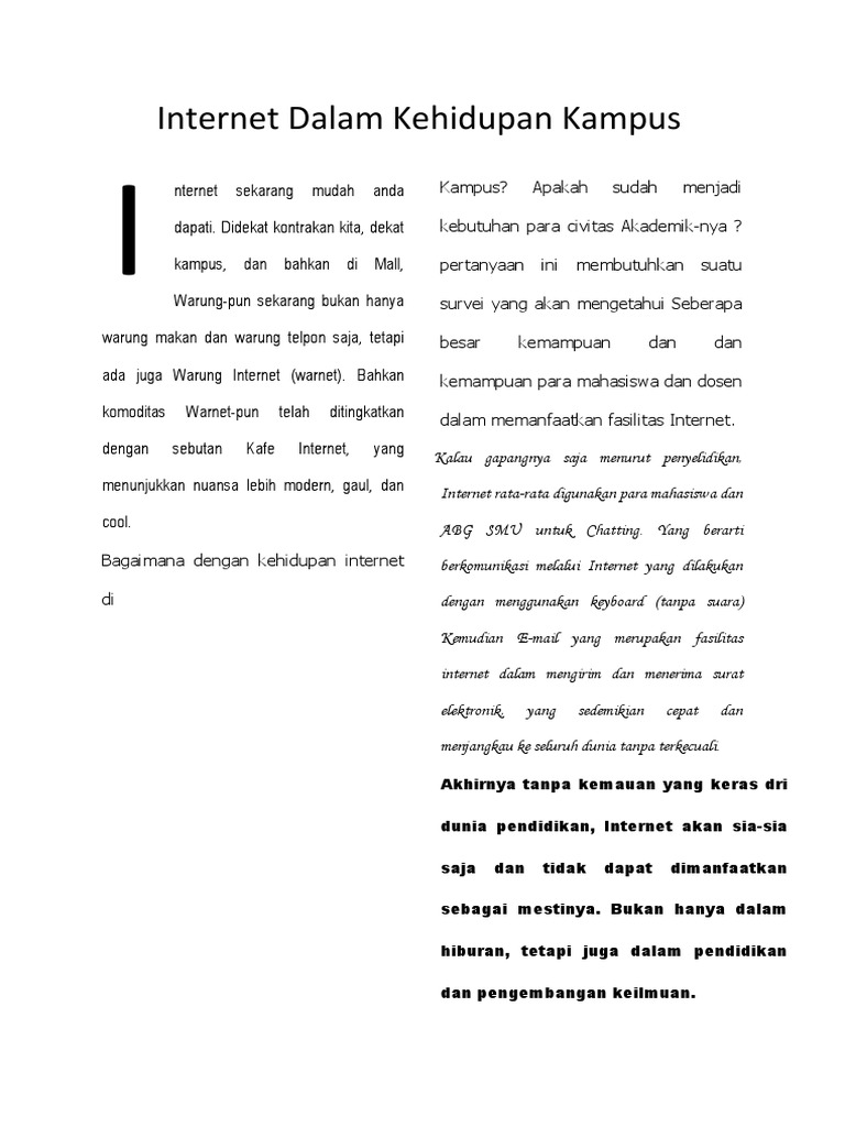 Peran Internet di Kehidupan Kampus | PDF
