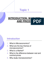 Topic 1: Introduction: Markets and Prices
