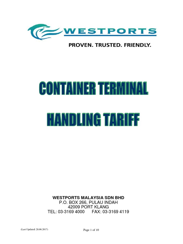 Tariff Booklet Contr Nov 2015 (Updated 28.06.2017) PDF Maritime