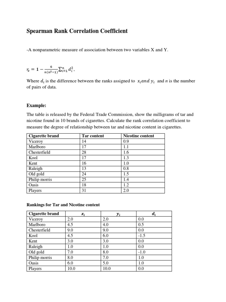 Spearman Rank Correlation Example | PDF | Correlation And Dependence ...
