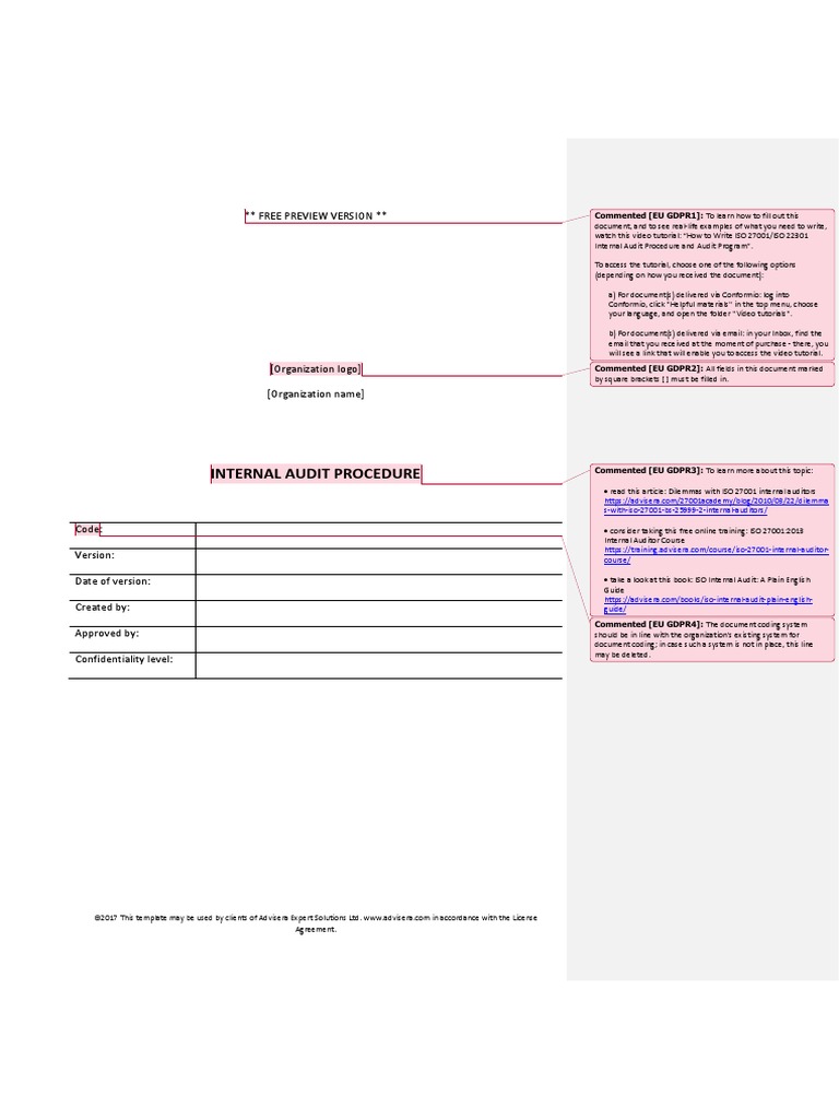 13 Internal Audit Procedure Integrated Preview en | PDF | Internal ...