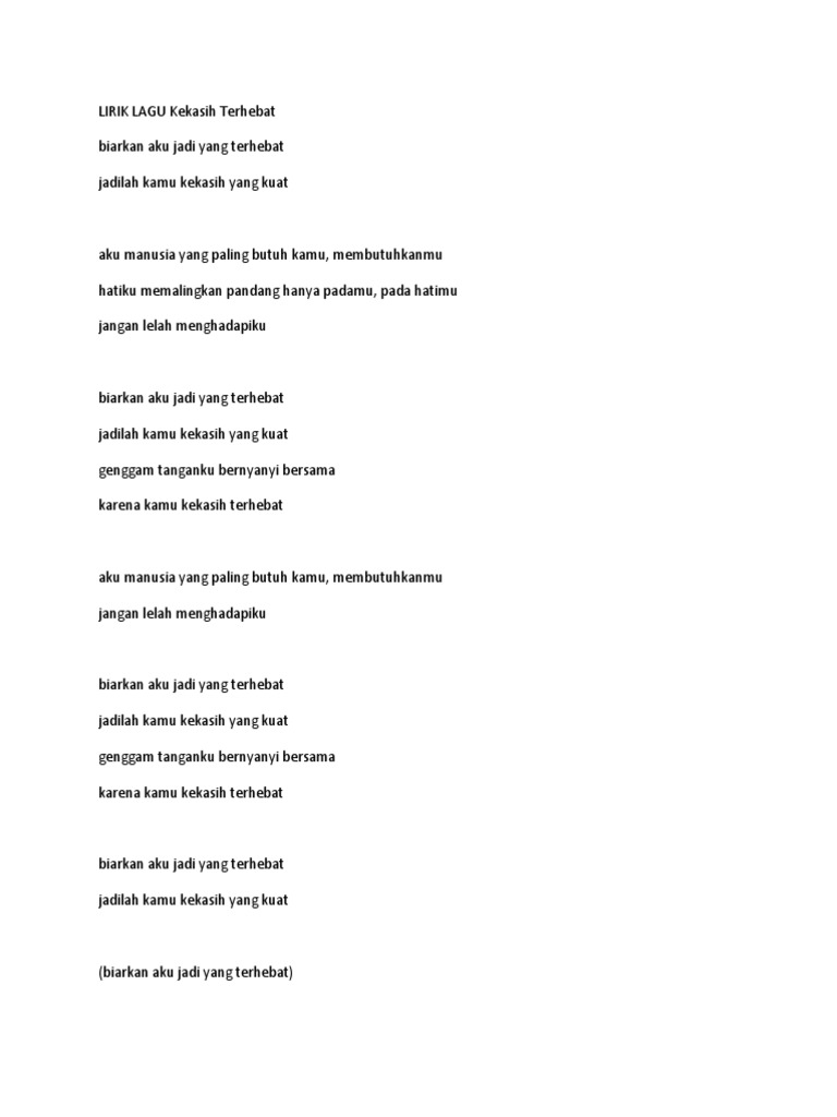 Lirik Lagu Kekasih Terhebat