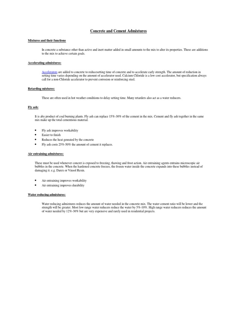 Concrete Admixtures: Types and Benefits | PDF | Technology & Engineering
