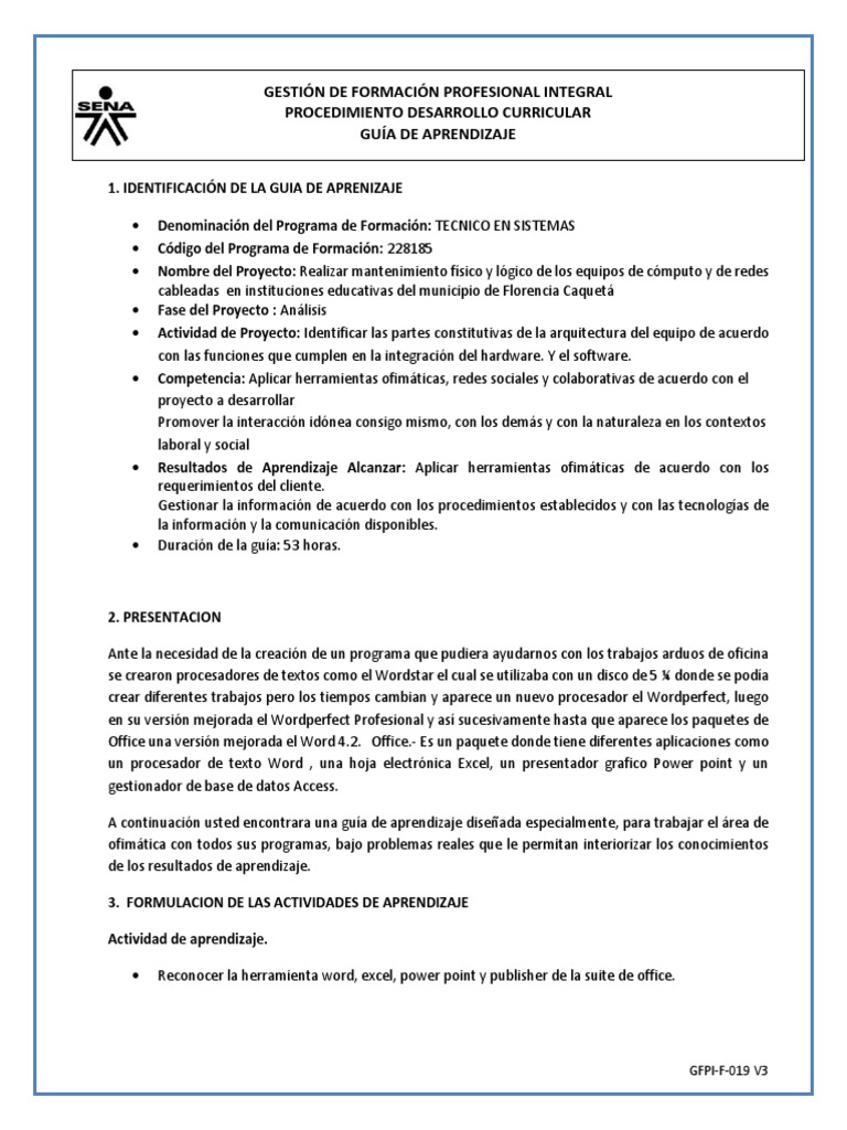 Guía de Aprendizaje en Ofimática | PDF | Microsoft Office | Software