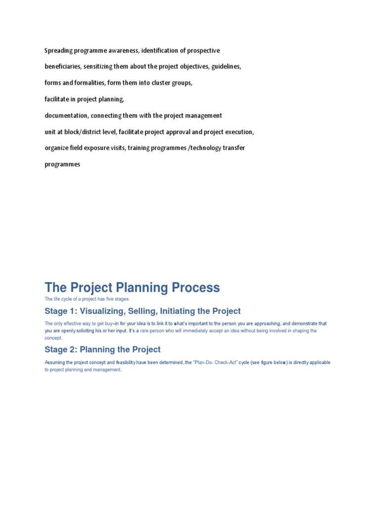 The Project Planning Process PDF Project Management Life Cycle