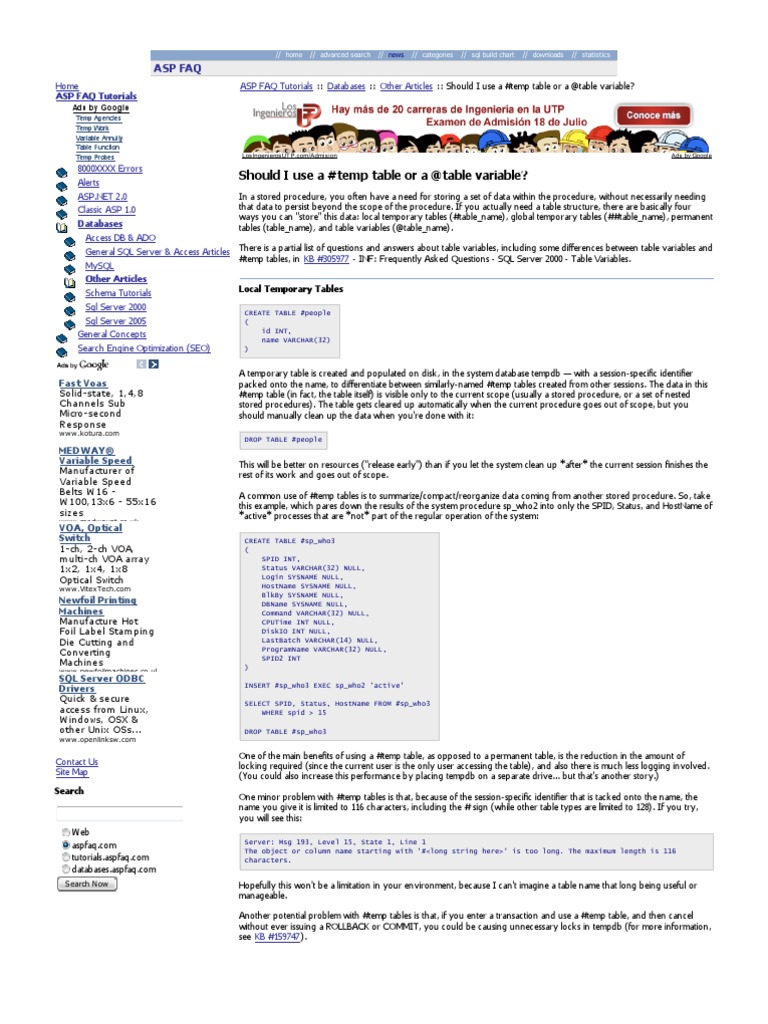 SQL Tables | PDF