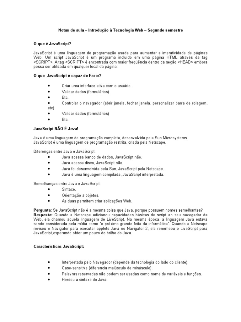 Apostila Javascript | PDF | Script Java | Java (linguagem de programação)