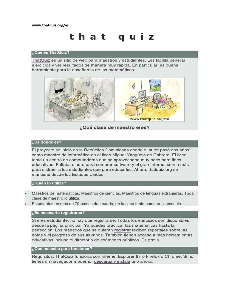 Guía de ThatQuiz para Educadores | PDF | explorador de Internet | Internet
