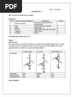 Experiment No. 4 AIM: To Study RE Cascaded Transistor Amplifier Apparatus