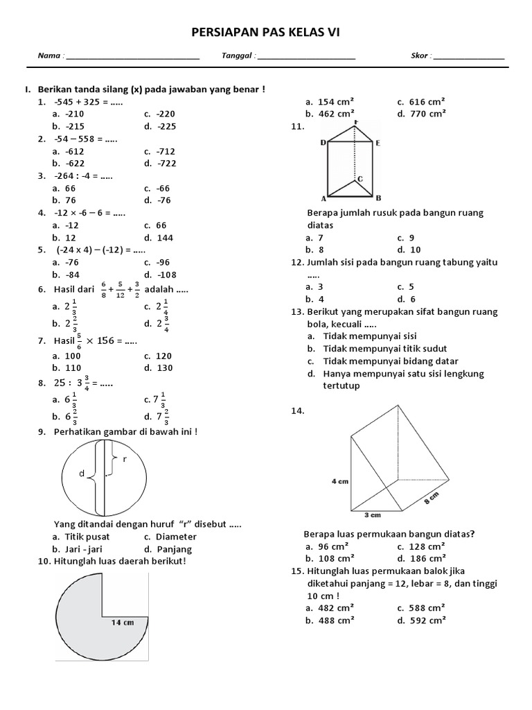 Contoh Soal Psikotes Matematika Bangun Ruang