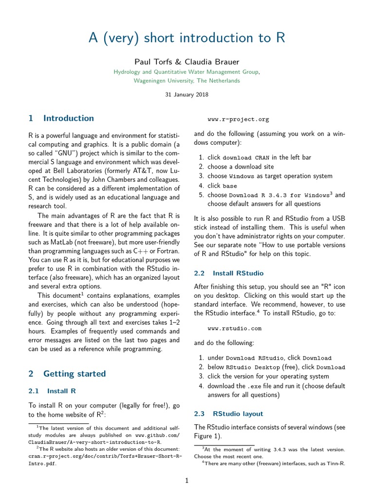 Introduction to R Programming Basics | PDF | R (Programming Language ...