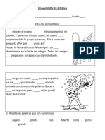 Evaluación lengua pronombres sustantivos adjetivos