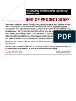 Recruitment of Project Staff: Csir-Institute of Minerals and Materials Technology