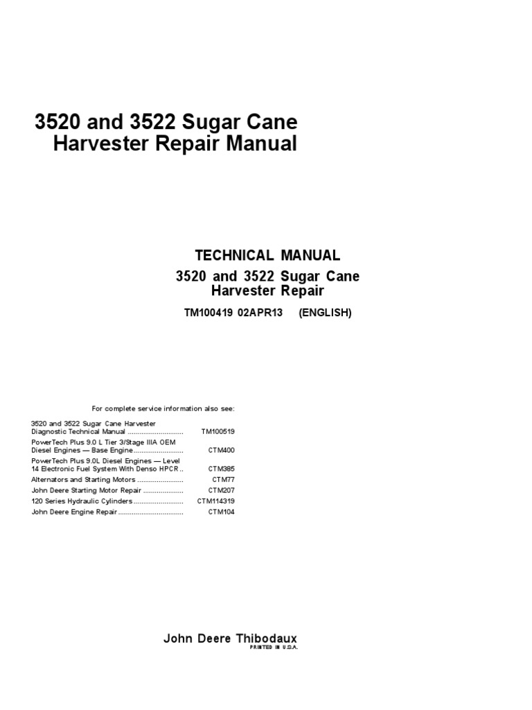 Manual de Reparaciones de Cosechadora John Deere, PDF