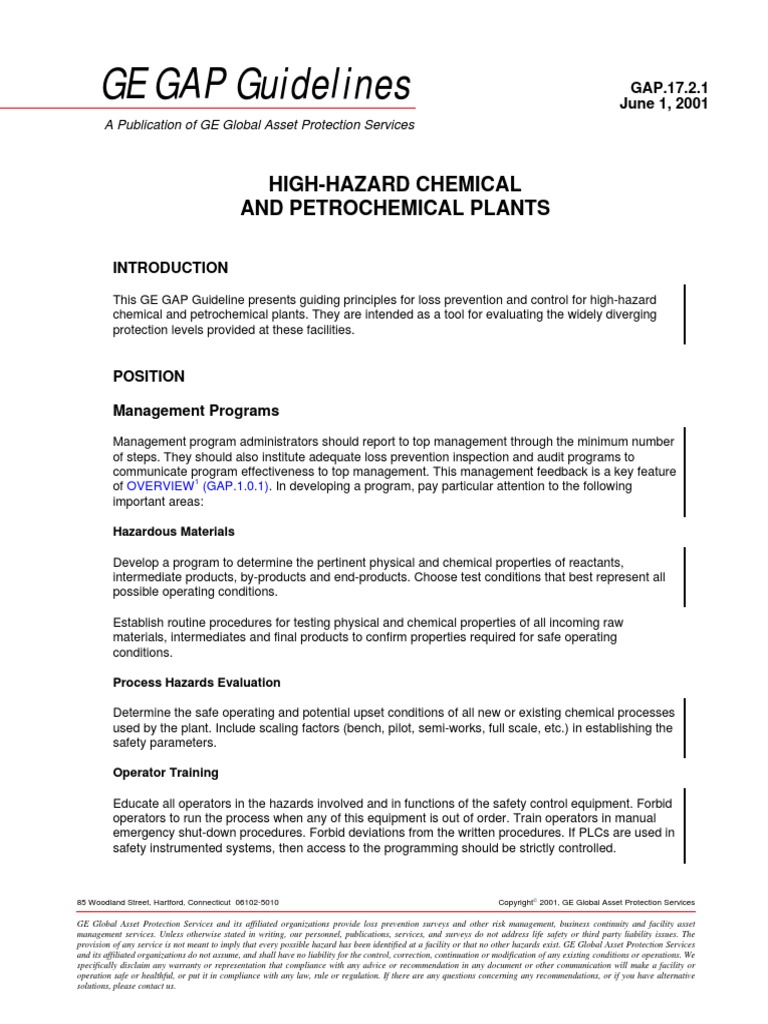 GE GAP Guidelines HighHazard Chemical and Petrochemical Plants PDF