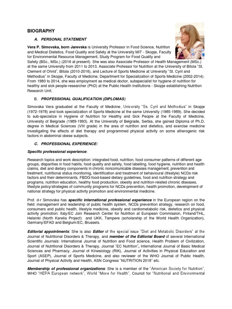 Academic Nutrition Expert Profile | PDF | Dietitian | Preventive Healthcare