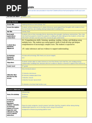 5th grade inferences lesson plan