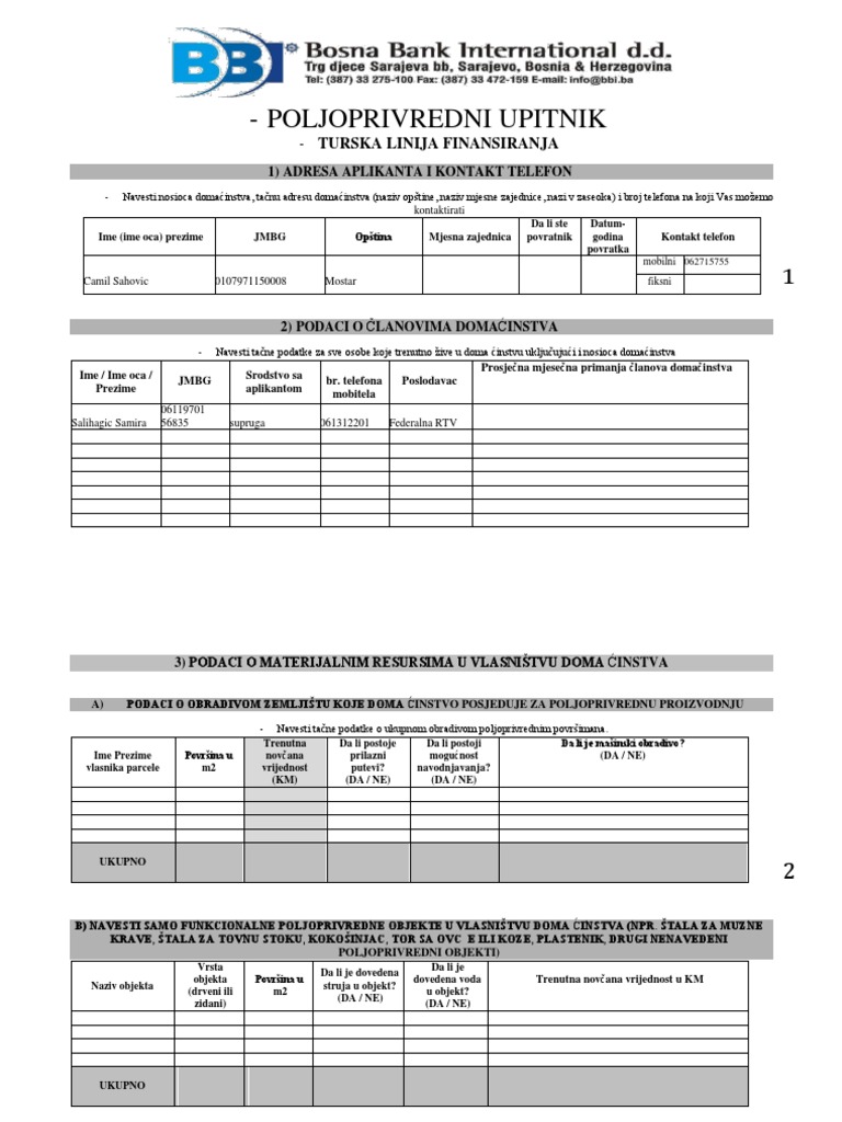 Poljoprivredni Upitnik PDF | PDF