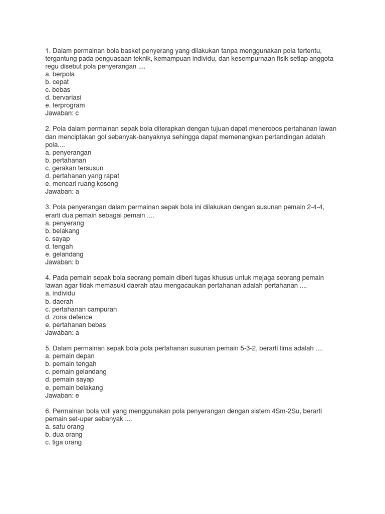Soal essay dan jawaban penjaskes kelas 12 semester 1 06 image
