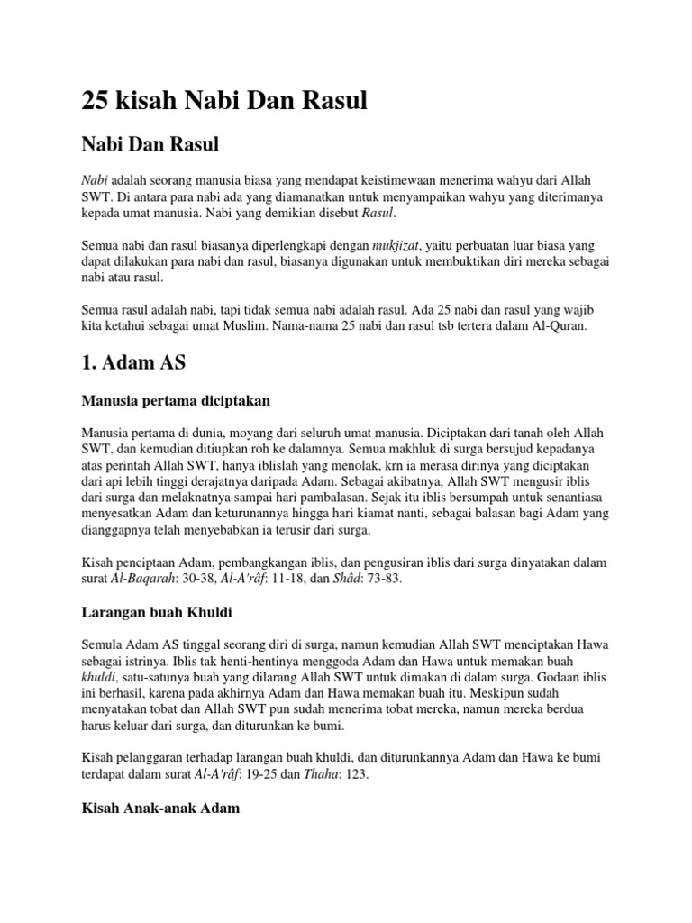 25 Kisah Nabi Dan Rasul Pdf