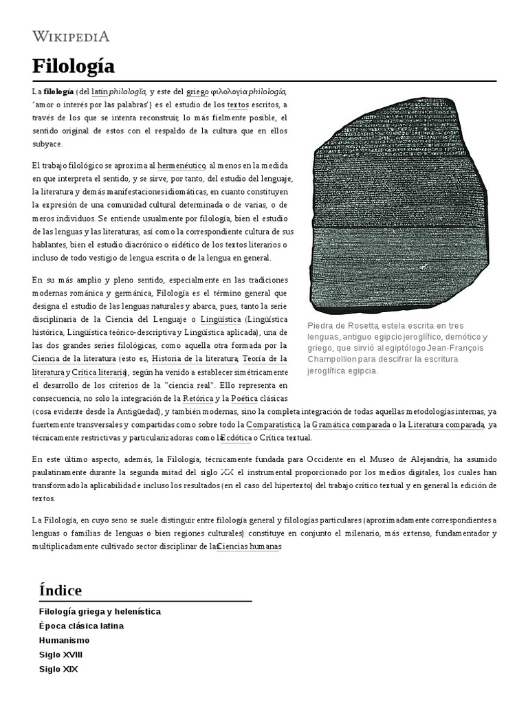 Filología | PDF | Filología | Artes del Lenguaje y Comunicación