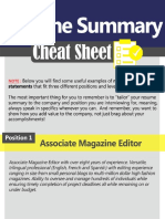 Resume Summary Cheat Sheet