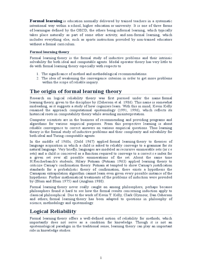 Formal Learning Theory Overview | PDF | Cognition | Cognitive Science