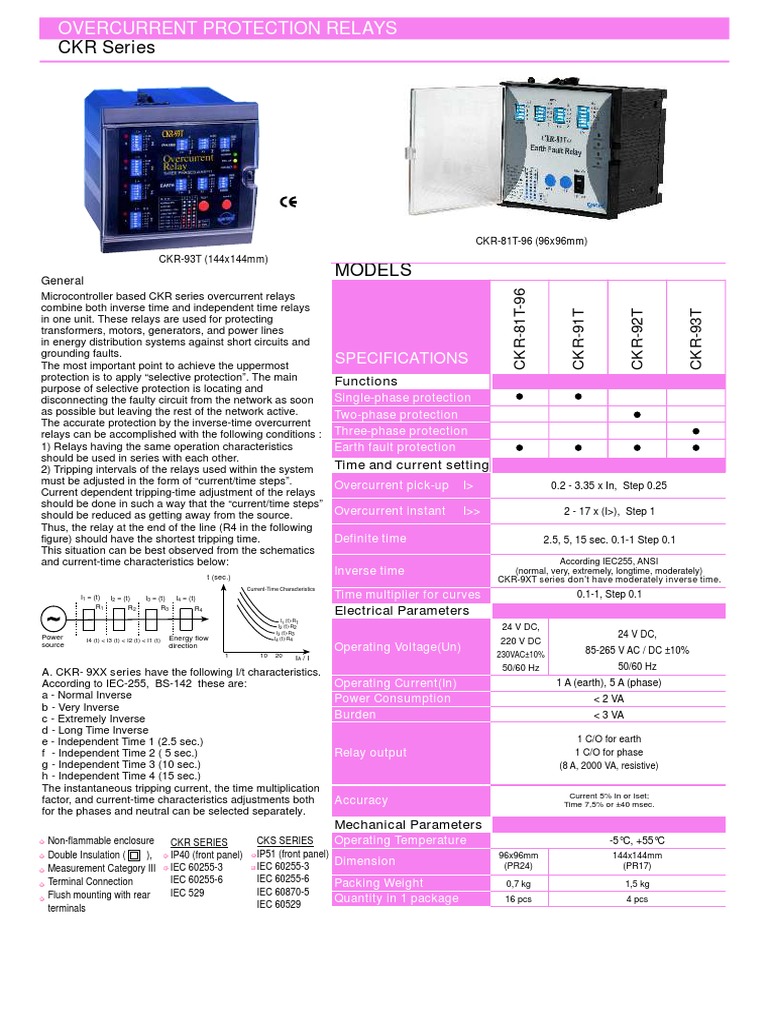 CKR Series Overcurrent Protection Relays | PDF | Power Engineering | Relay