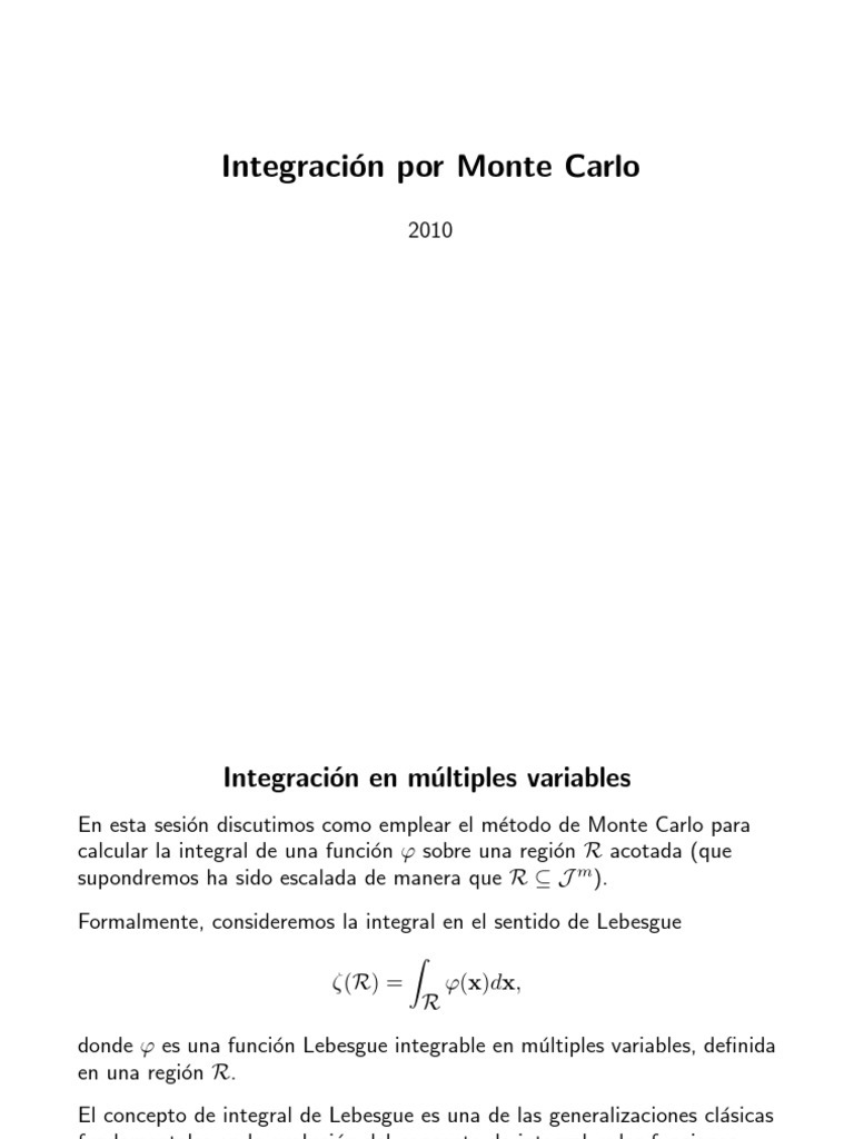 Integración Por Monte Carlo | PDF | Integral | Cálculo