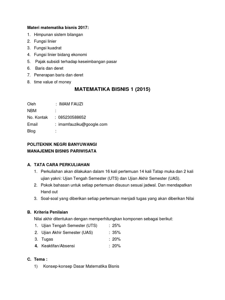 Matematika Bisnis Imam